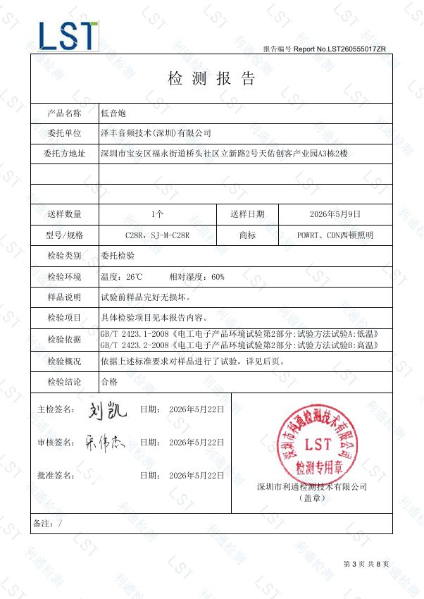 C28r · High/low temperature test summary